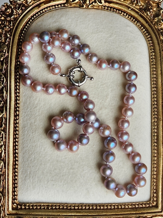 Artisan Jewelry - VTG Artisan Genuine Pink Pearl Necklace with Silver Clasp Hand Knotted